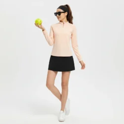 Áo Thun Thể Thao Dài Tay Nữ Half-Zip Phối Lưới Form Bó – 3093YF