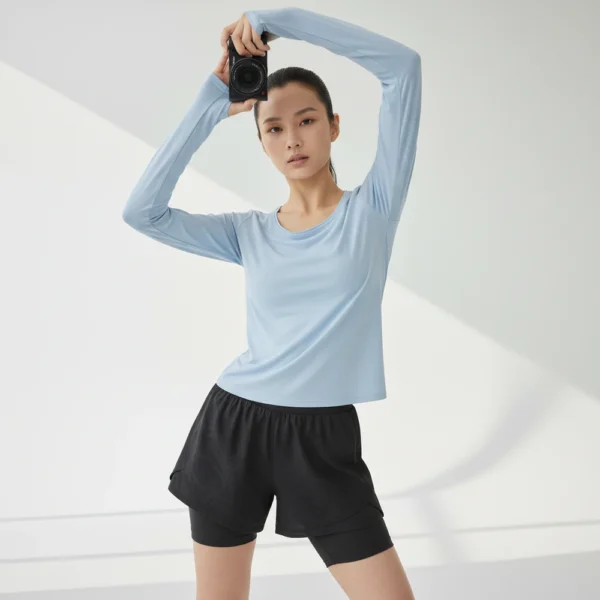 Áo Thun Dài Tay Nữ Viền Sờn Cổ Điển – 5223CX