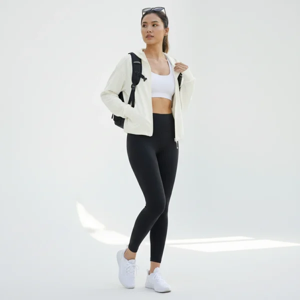 Áo Khoác Hoodie Zip Form Rộng 5219YF trắng năng động